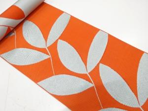 アンティーク　枝葉模様織り出し八寸帯地反物